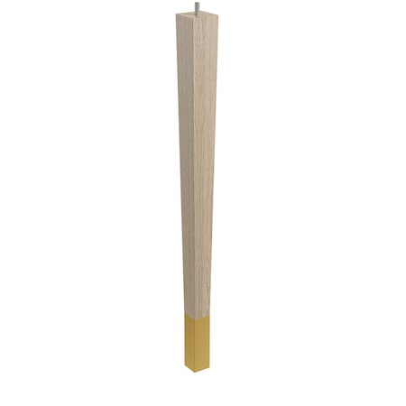 24 Square Tapered Leg With Bolt And 4 Satin Brass Ferrule - White Oak